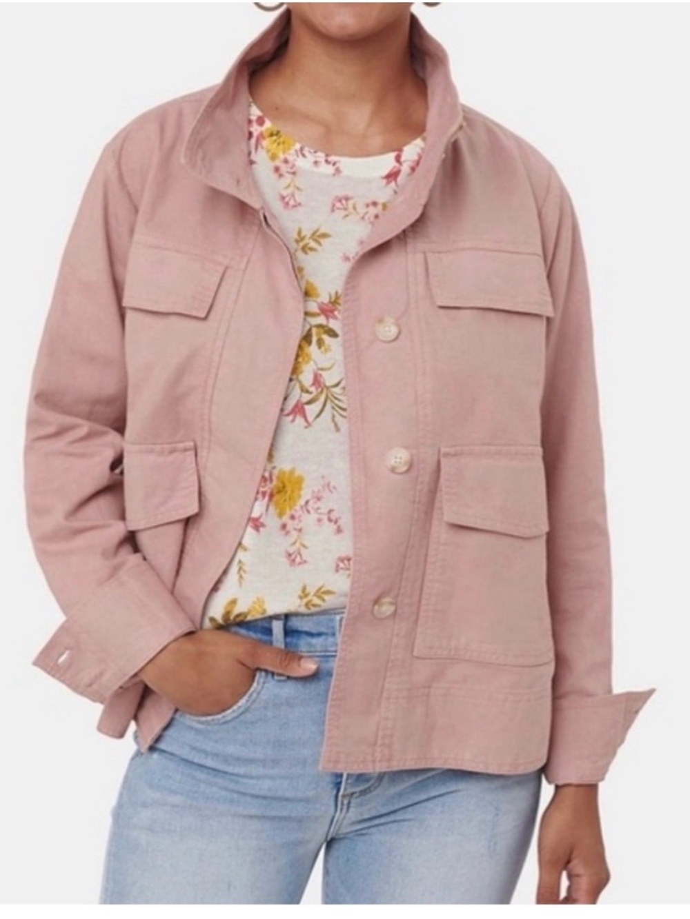 LOFT women's linen blend utility cargo twill jacket